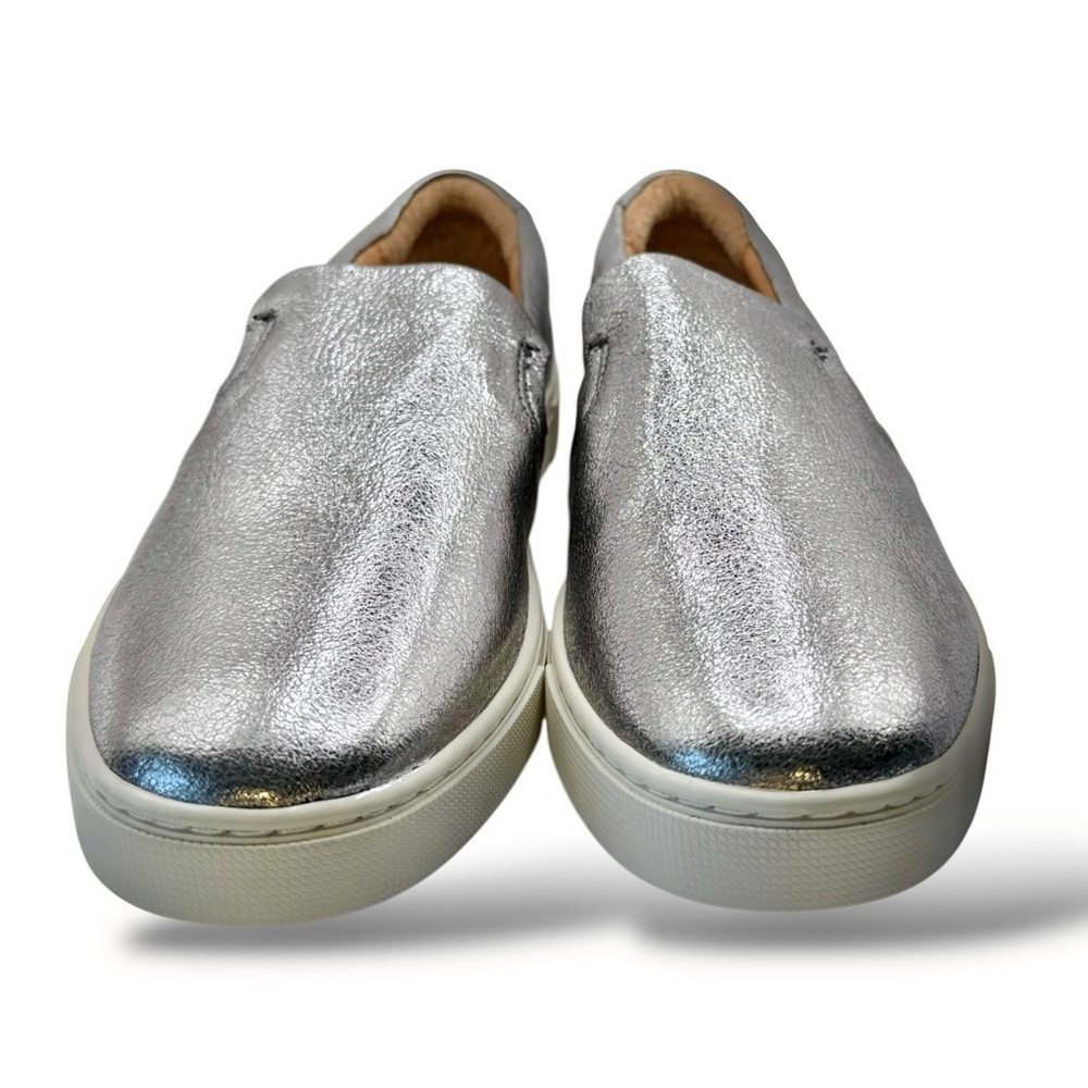 FRYE Ivy Metallic Leather Slip-On Sneakers 7.5 Iridescent Silver Comfort Flats - Picture 8 of 13